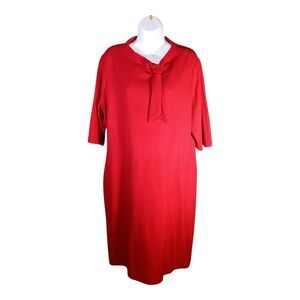 Misook Red Dress with Tie Neck